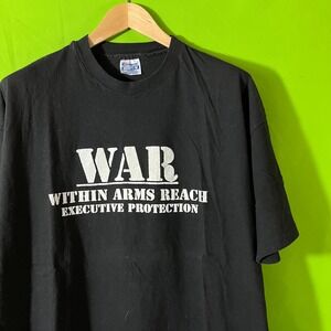 XXL 80s VTG Hanes WAR WITHIN ARMS REACH Gun EXECUTIVE PROTECTION Mens Shirt‎